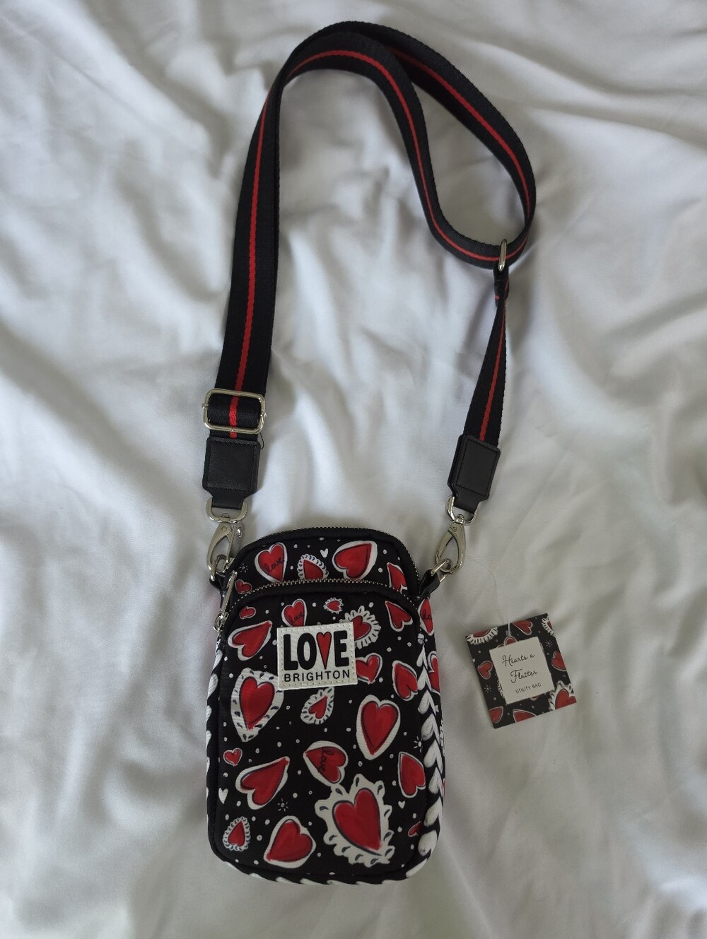 Brighton Hearts a Flutter Utility Crossbody Bag - NWT